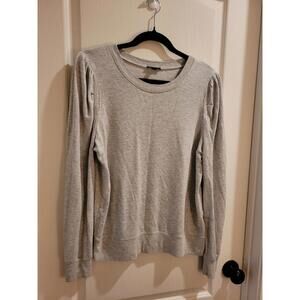 Express Women's Lightweight Grey Sweatshirt With Shoulder Detail Size M